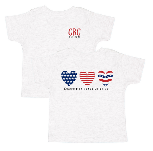 (Ash) Independence Day Heart Kids Tee